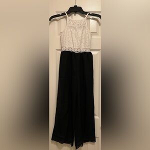 Rare Editions Black & White Crocheted Lace Romper Size M